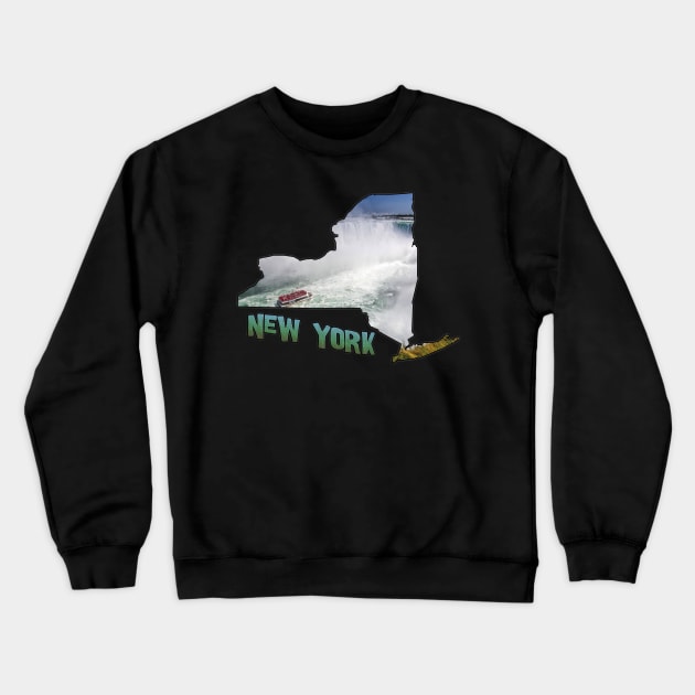 New York State Outline (Niagara Falls) Crewneck Sweatshirt by gorff